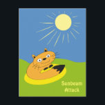 Solstrålsattack Vykort<br><div class="desc">Katt under sol,  vektorillustration</div>