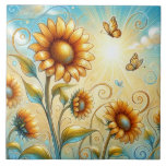 Solstråsserenad Kakelplatta<br><div class="desc">Bask i solblommornas lekfulla charm när de når himmel, glöd med gyllene nyanser och en liten bit stollig. Denna pulserande design ger en känsla av glädje och lättsinnig energi och firar solrosfärens soliga personlighet på ett roligt och livligt sätt. Perfekt för dem som kärlek med magi en helig skönhetskorv av...</div>