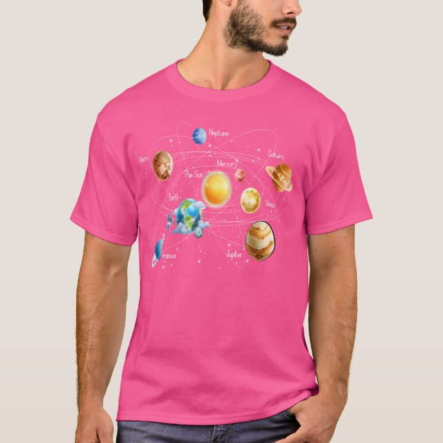 Solsystem Astronomi Sol Måne Stjärnor Rymdvetenska T Shirt (Framsida)