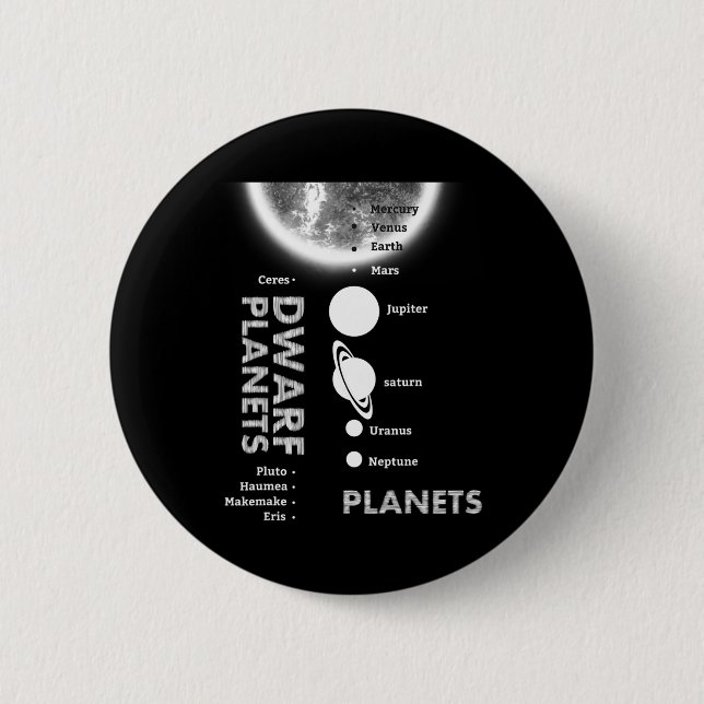 Solsystem - Dwarf Planets Gift T Shirt Knapp (Framsida)