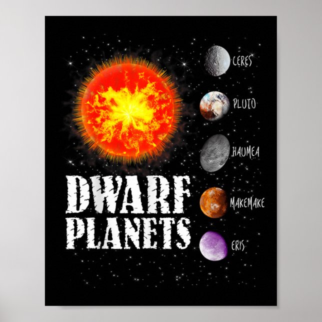 Solsystem - Dwarf Planets Gift T Shirt Poster (Framsidan)