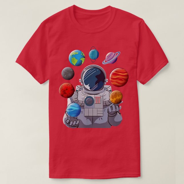 Solsystem för astronaut-spel t shirt (Design framsida)