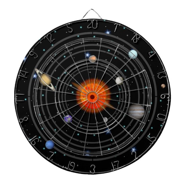 Solsystem i Dartboard i Starry Space Darttavla (Framsidan)
