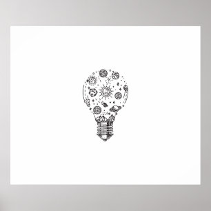 Solsystem i docka i bulb poster
