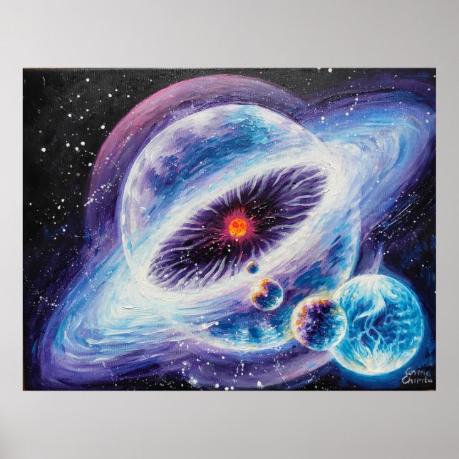 Solsystem med heliosfär poster (Framsidan)