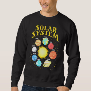 Solsystem med planets rymdplanet 1 lång ärmad tröja