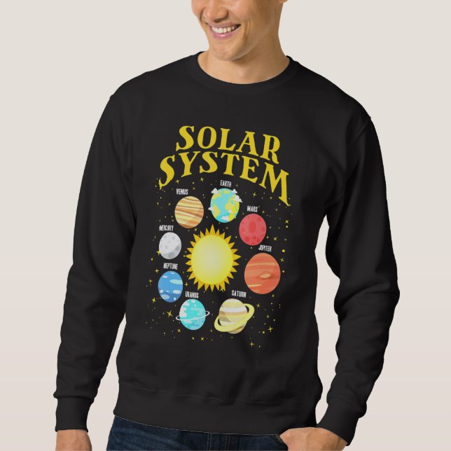 Solsystem med planets rymdplanet 1 lång ärmad tröja (Framsida)