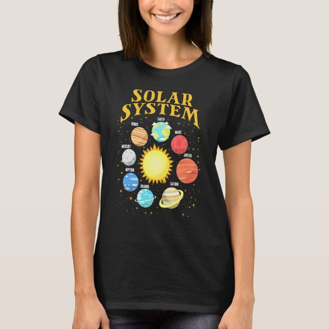 Solsystem med planets rymdplanet 1 t shirt (Framsida)