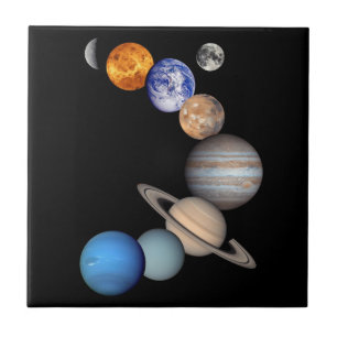 Solsystem Montage JPL Planetbilder Kakelplatta