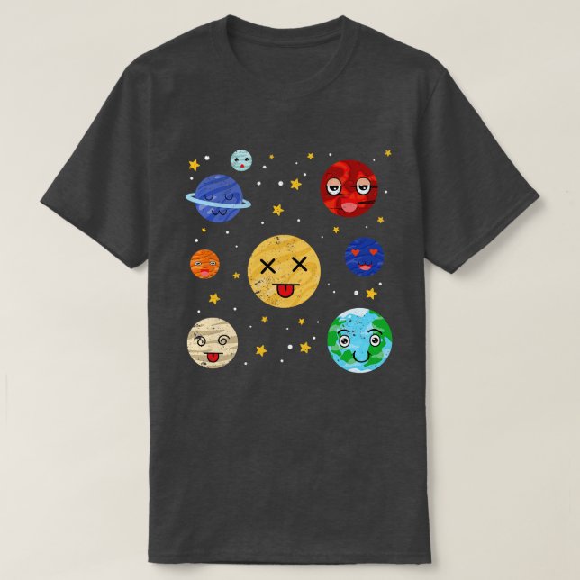 Solsystemastronomi Älskare Cute Planets T Shirt (Design framsida)