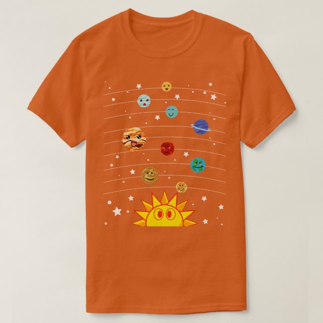 Solsystemastronomi Science Space Cute Planets T Shirt (Design framsida)