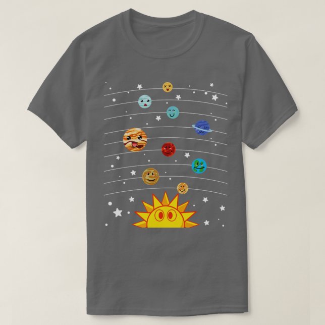Solsystemastronomi Science Space Cute Planets T Shirt (Design framsida)