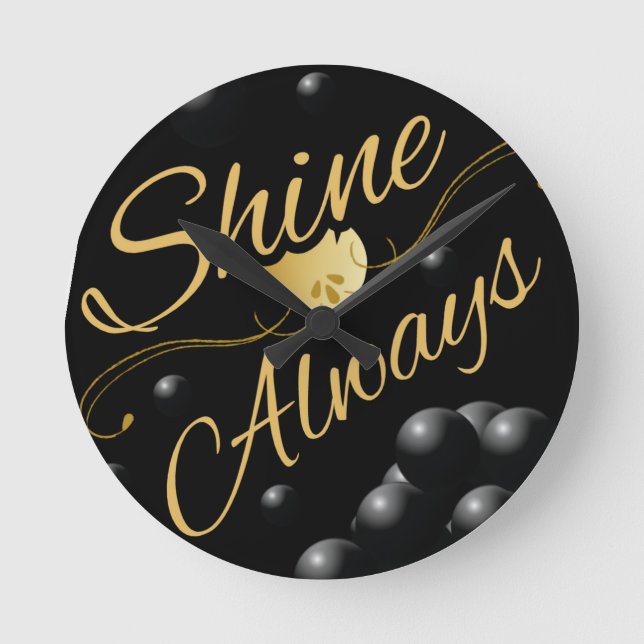 Solsystemdesign för gyllene texter rund klocka (Framsida)