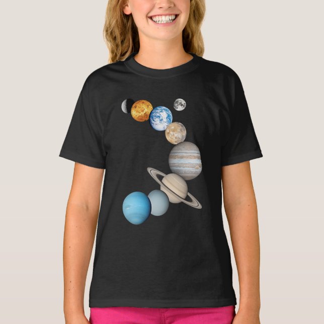 Solsystemens planeter (Färg utbytbar) T Shirt (Framsida)