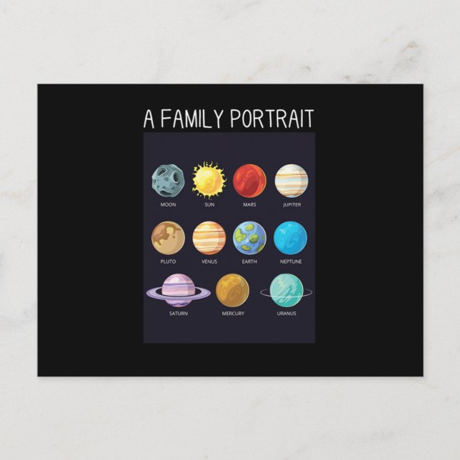 Solsystemens rymden-planeter Sol Måne Cha Vykort (Framsida)