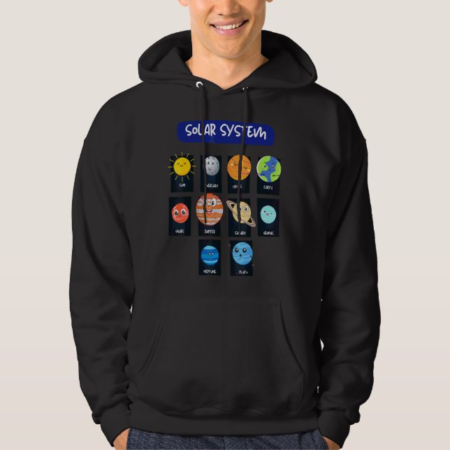 Solsystemens rymdplan för Stem Kids Boys Girl Hoodie (Framsida)