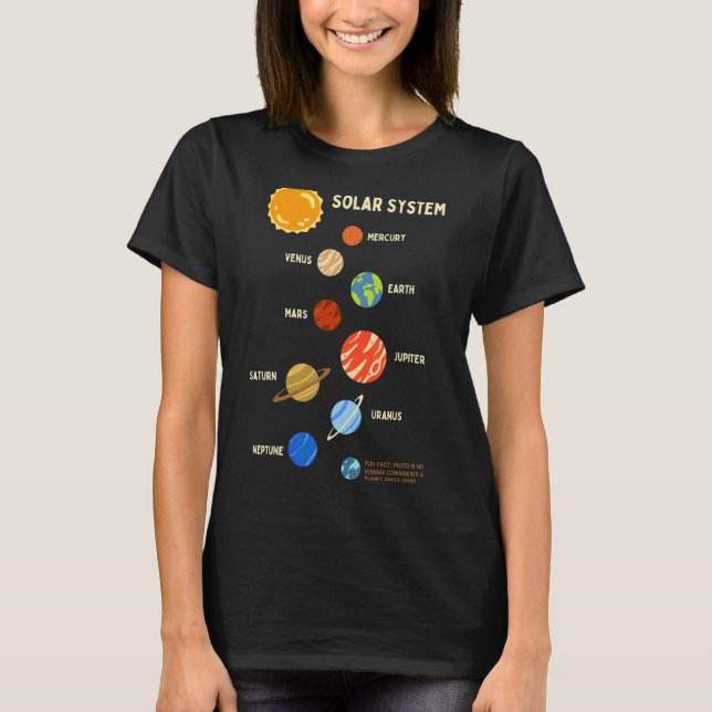 Solsystemens rymdplan för Stem Kids Boys Girl T Shirt (Framsida)
