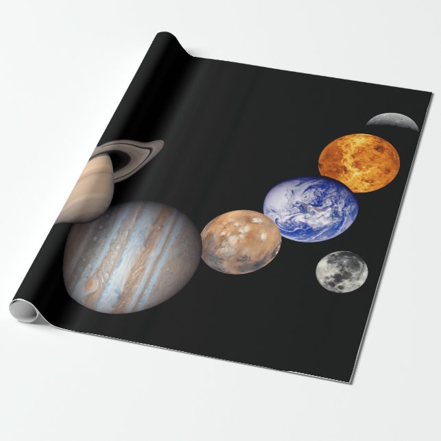 Solsystemets montage JPL planetfoton Presentpapper (Utrullad)