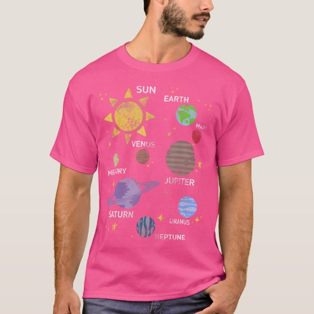 Solsystemets planeter astronomi t shirt (Framsida)