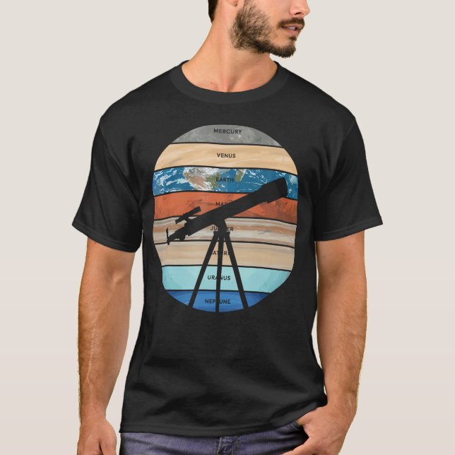 Solsystemets planeter galax astronomi stjärnskådar t shirt (Framsida)