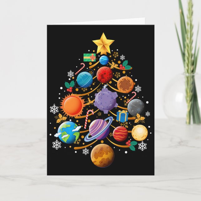 Solsystemets planeter julgran astronomi Xmas Kort (Framsida)