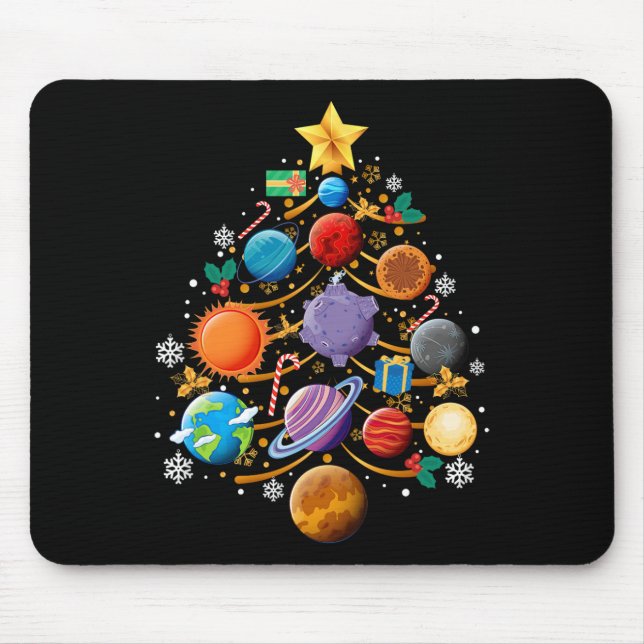 Solsystemets planeter julgran astronomi Xmas Musmatta (Framsidan)