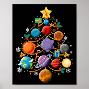 Solsystemets planeter julgran astronomi Xmas Poster