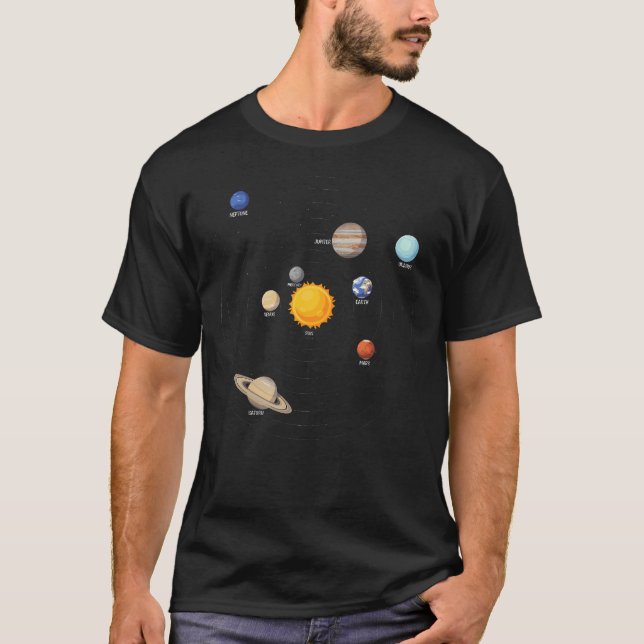 Solsystemets planeter rymdvetenskap t shirt (Framsida)