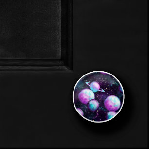 Solsystemglöd Cosmic Blue Lila Rosa Planet Knopp