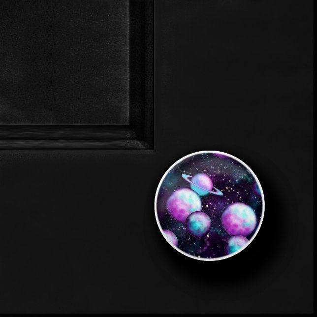 Solsystemglöd | Cosmic Blue Lila Rosa Planet Knopp (Skapare uppladdad)