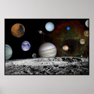 Solsystemmontage på Voyager Bilder 54 x 36 Poster