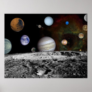 Solsystemmontage på Voyager Bilder 54x42 Poster