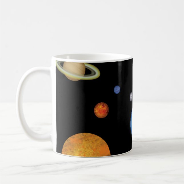 Solsystemplaner i djupt Mörk Kaffemugg (Vänster)