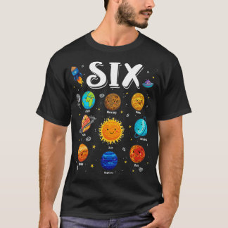 Solsystemplaner sex sex år gamla 6e-födelsedagen t shirt