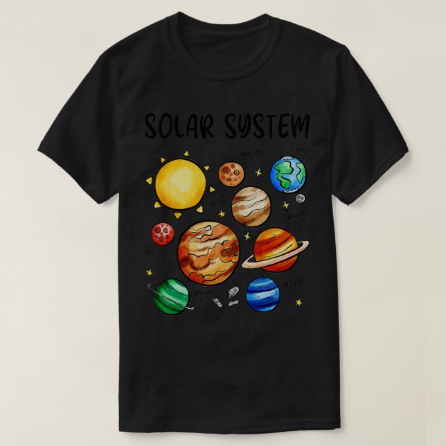Solsystemplaneter Astronomy Space Science Boys T Shirt (Design framsida)