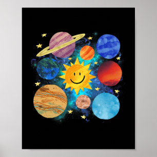 Solsystemplaneter Astronomy Space Science Girls Poster