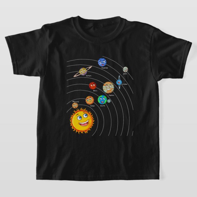 Solsystemplaneter Astronomy Space Science Girls T Shirt (Laydown)