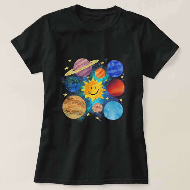 Solsystemplaneter Astronomy Space Science Girls T Shirt (Design framsida)