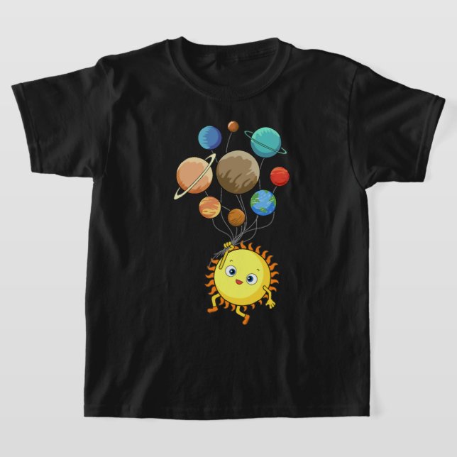 Solsystemplaneter Astronomy Space Science Girls T Shirt (Laydown)