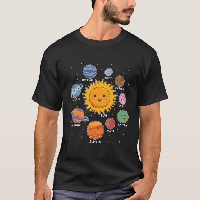 Solsystemplaneter För barn Småbarn Space Astro T Shirt (Framsida)