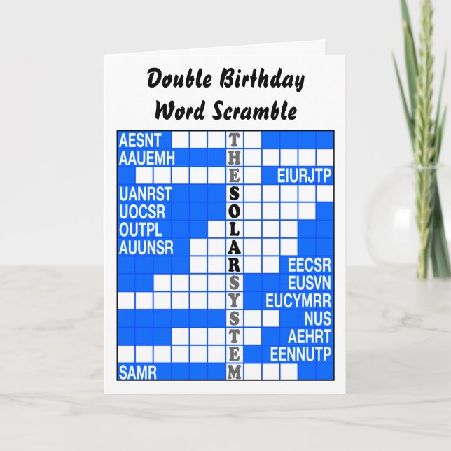 Solsystemplaneter och Måne Ord-skam Kort (Framsida)