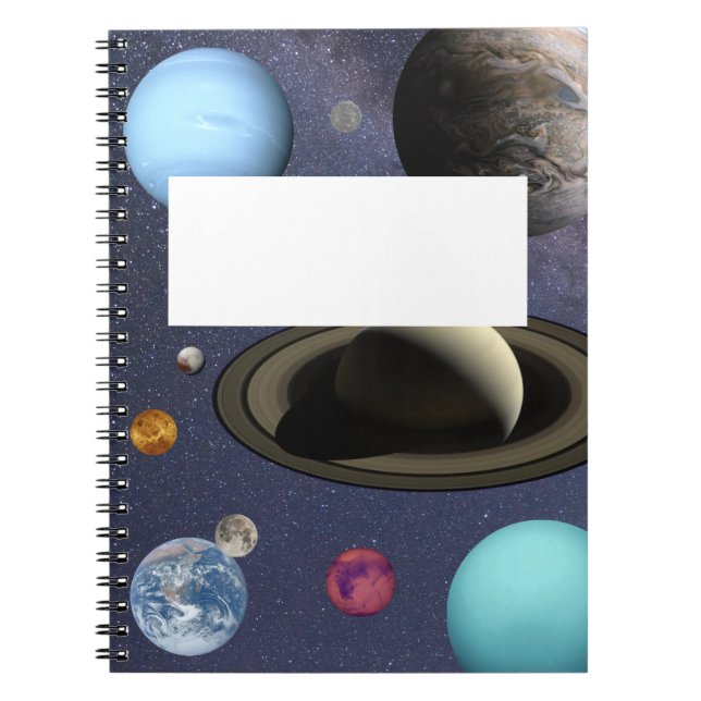 Solsystemplaneter Spiral fotopatbok för bärbara da Anteckningsbok (Framsidan)