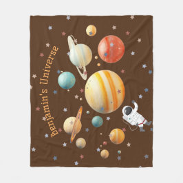 Solsystemplanets Monogram Colorful Kids Coola Fleecefilt