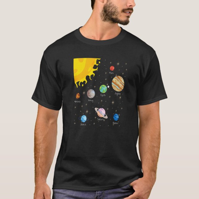 Solsystemplanets Science Space Astrology Unive T Shirt (Framsida)