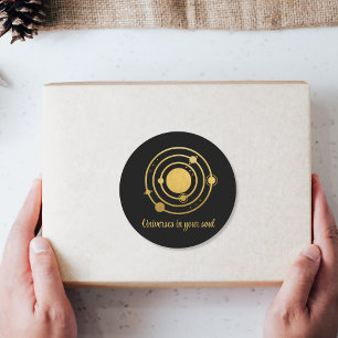 Solsystemsanläggningar för guldeldningsolja runt klistermärke