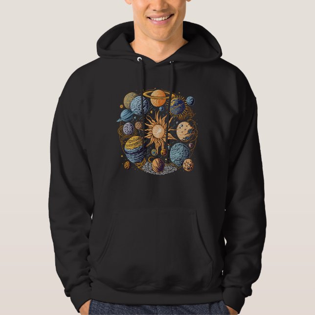 Solsystemsgrafik Hoodie (Framsida)