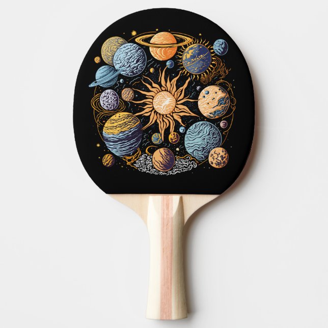 Solsystemsgrafik Pingisracket (Framsidan)