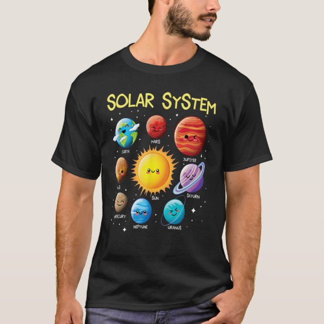 Solsystemsmatrisens Ansikte-planets rymdforskning T Shirt (Framsida)