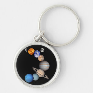 Solsystemsmontering JPL Planetfoton Rund Silverfärgad Nyckelring