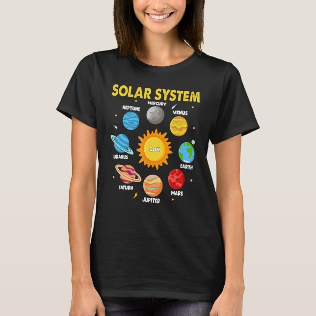 Solsystemsplanets För barn Solar System Space S T Shirt (Framsida)